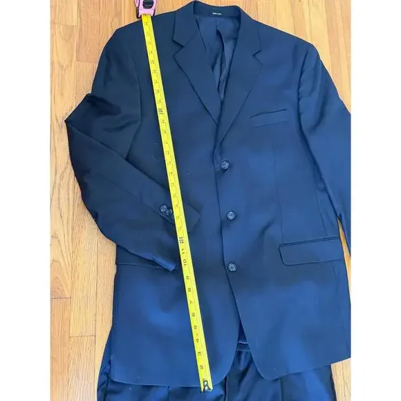 Calvin Klein 100% Wool Two-Piece Suit Set – Blazer 44L / Trousers 38L – Navy